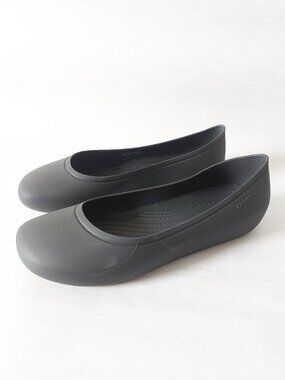 Crocs Women Brooklyn Ballet Flats Size 8 Black Walking Lightweight Comfy Slipon